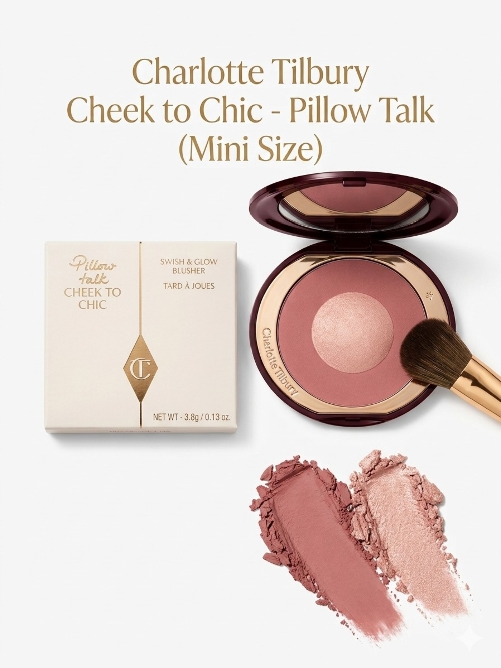 NIB Charlotte Tilbury Cheek to Chic Blush Pillow Talk MINI Travel Size 3.8g